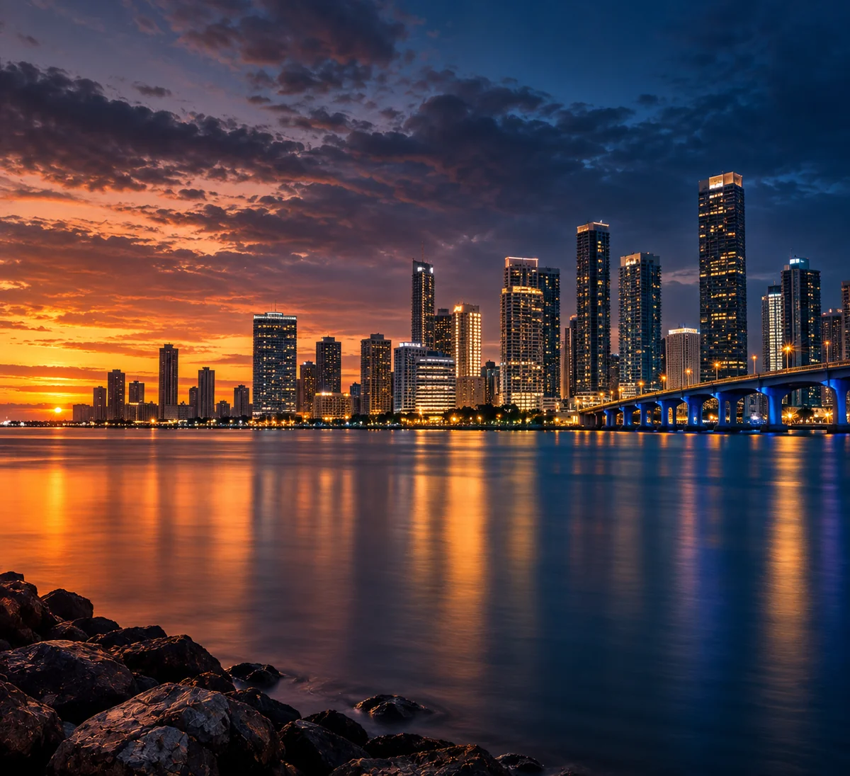 Cityscape at Dusk, artistic photograph of a city skyline
