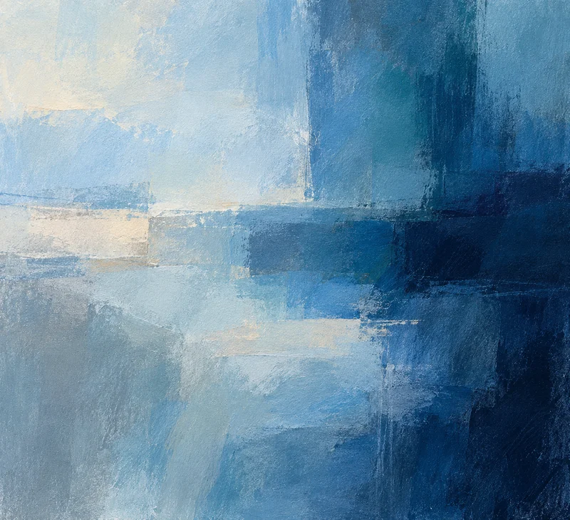 Blue Study, abstract pastel piece in varied blue tones