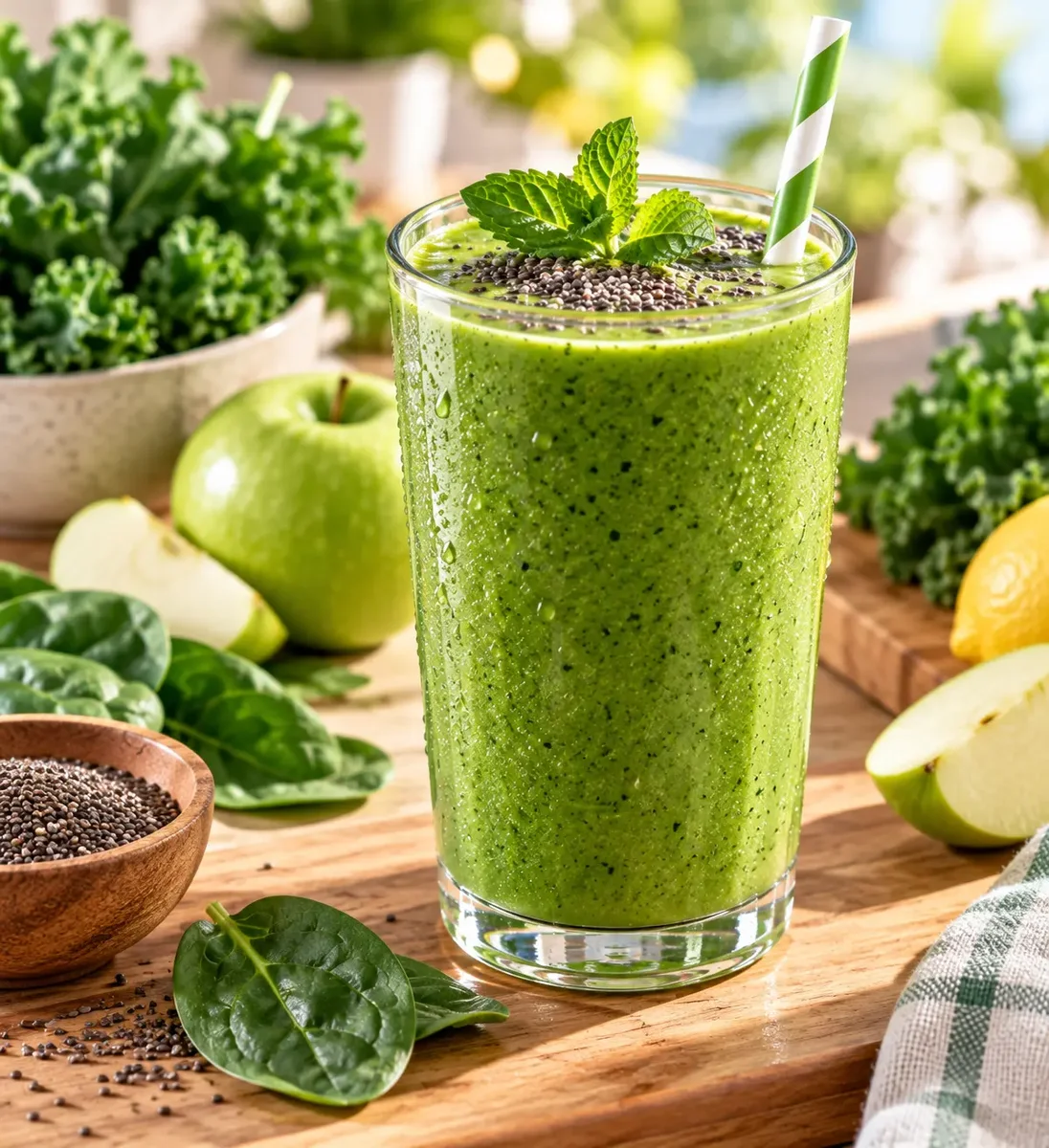 Green Machine spinach kale smoothie