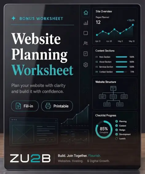 Website Planning Worksheet — ZU2B bonus preview