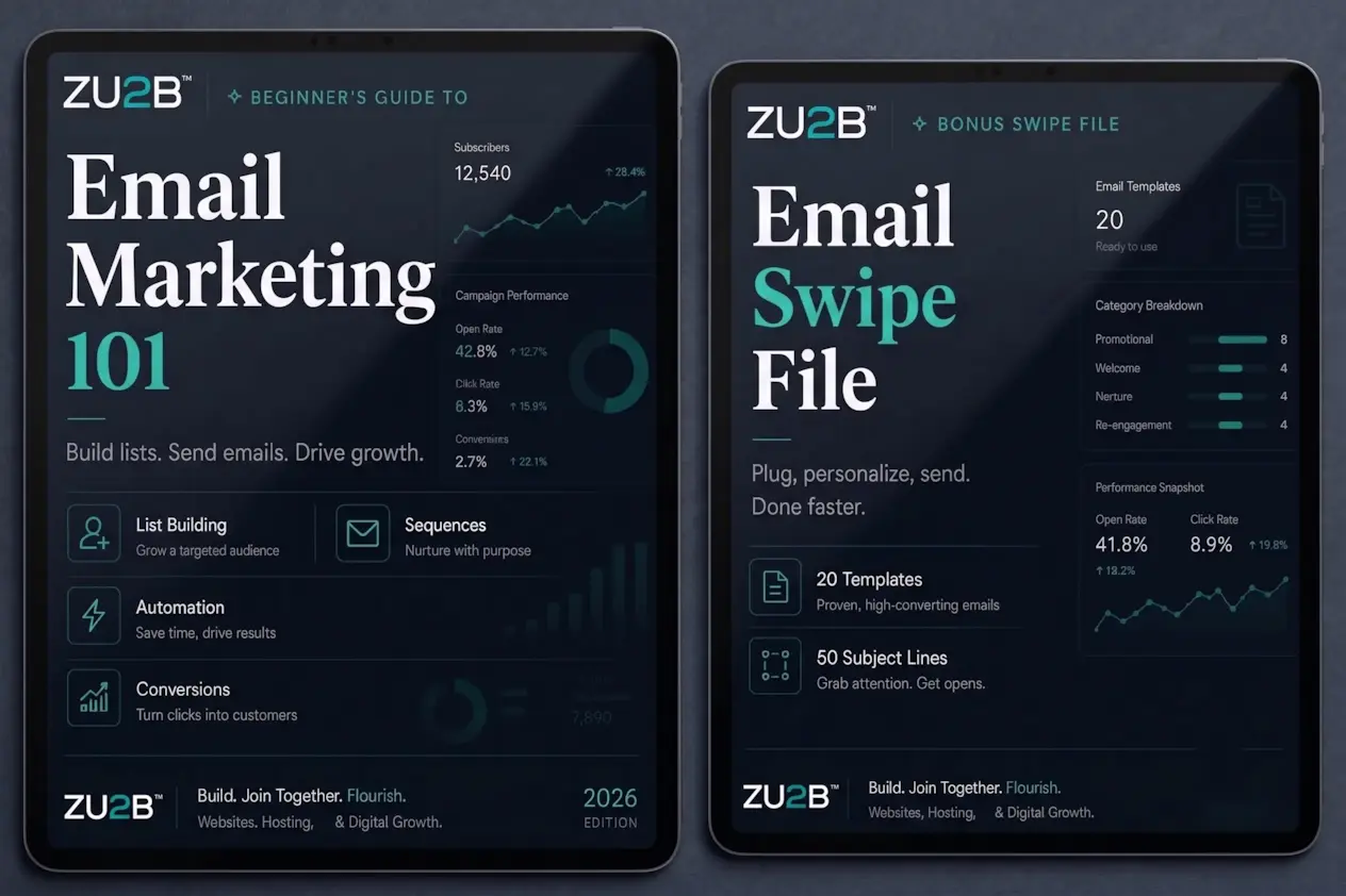 Email Marketing 101 and Email Swipe File — ZU2B guides preview