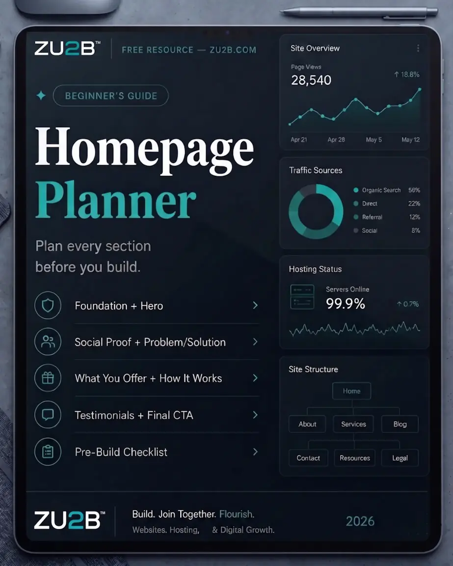 Homepage Planner — Free Resource by ZU2B preview